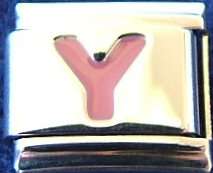 Italian Charms - Fits Nomination - Letters - PINK Y